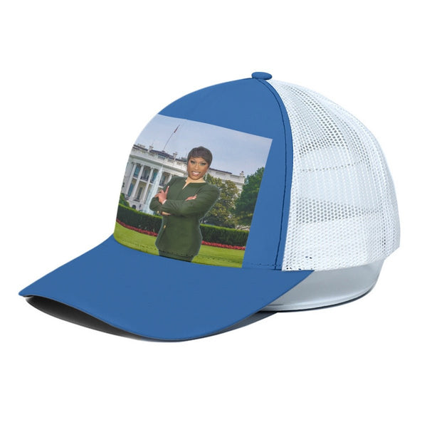 Bambi Banks Coulee - Blue White House Trucker Hat - dragqueenmerch