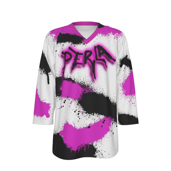 Perla - Graffiti Logo All - Over Print V - neck Ice Hockey Jersey - dragqueenmerch