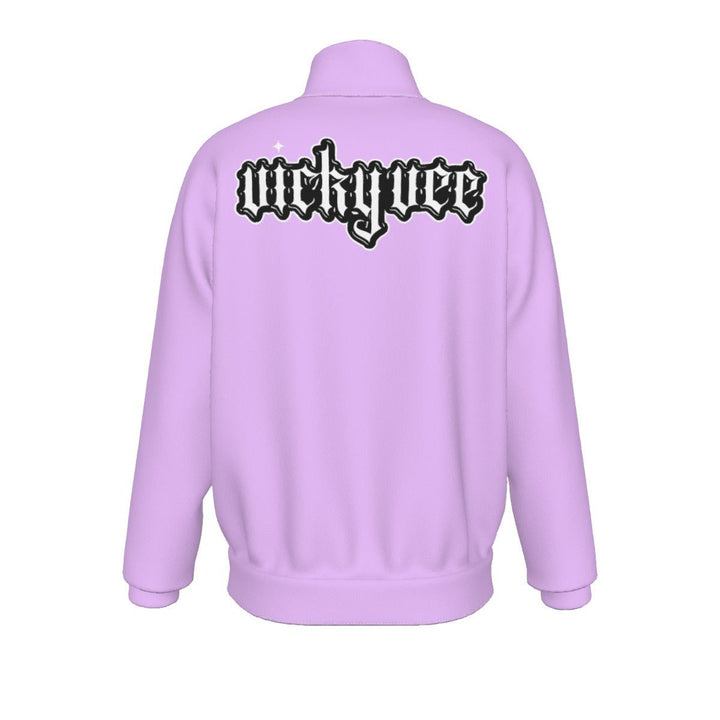 Vicky Vee - Front and Back Logo Lavender Stand Collar Jacket - dragqueenmerch