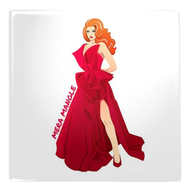 Mera Mangle - Red Cut Metal Magnet 4 pack - dragqueenmerch